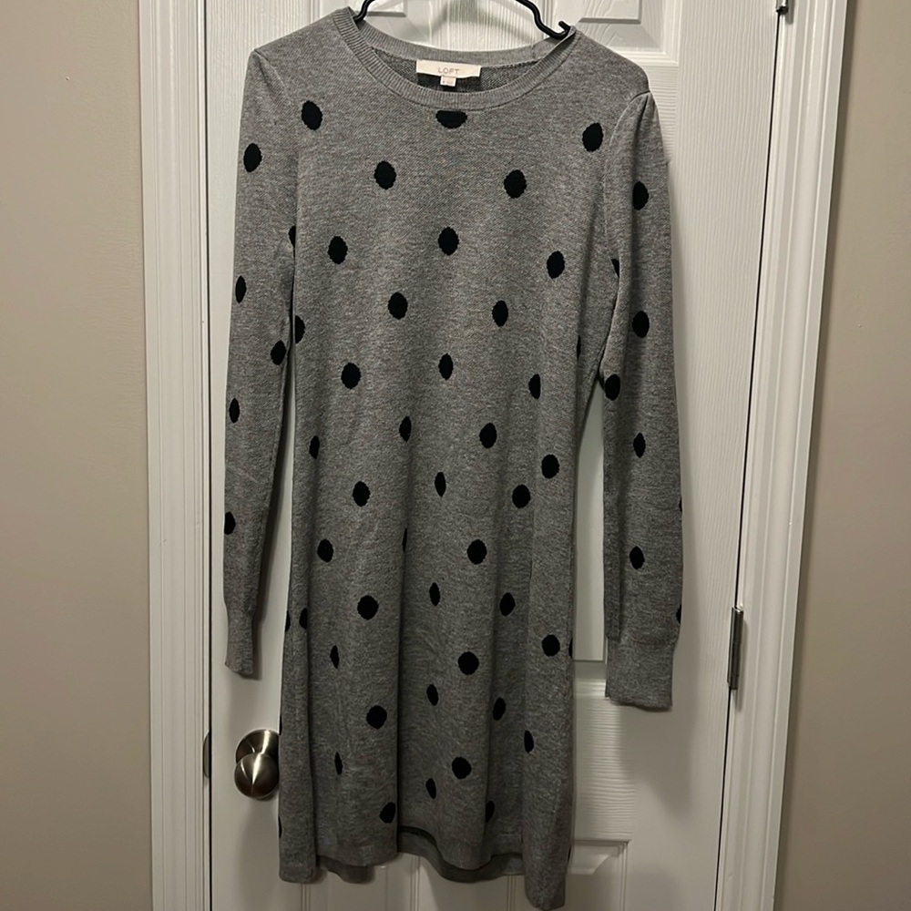 Gray and black polka dress